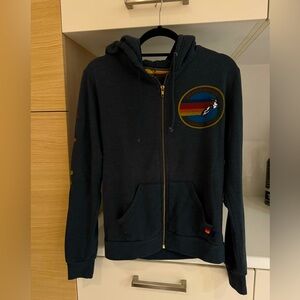 Aviator Nation Black Logo Zip Hoodie, Size Small